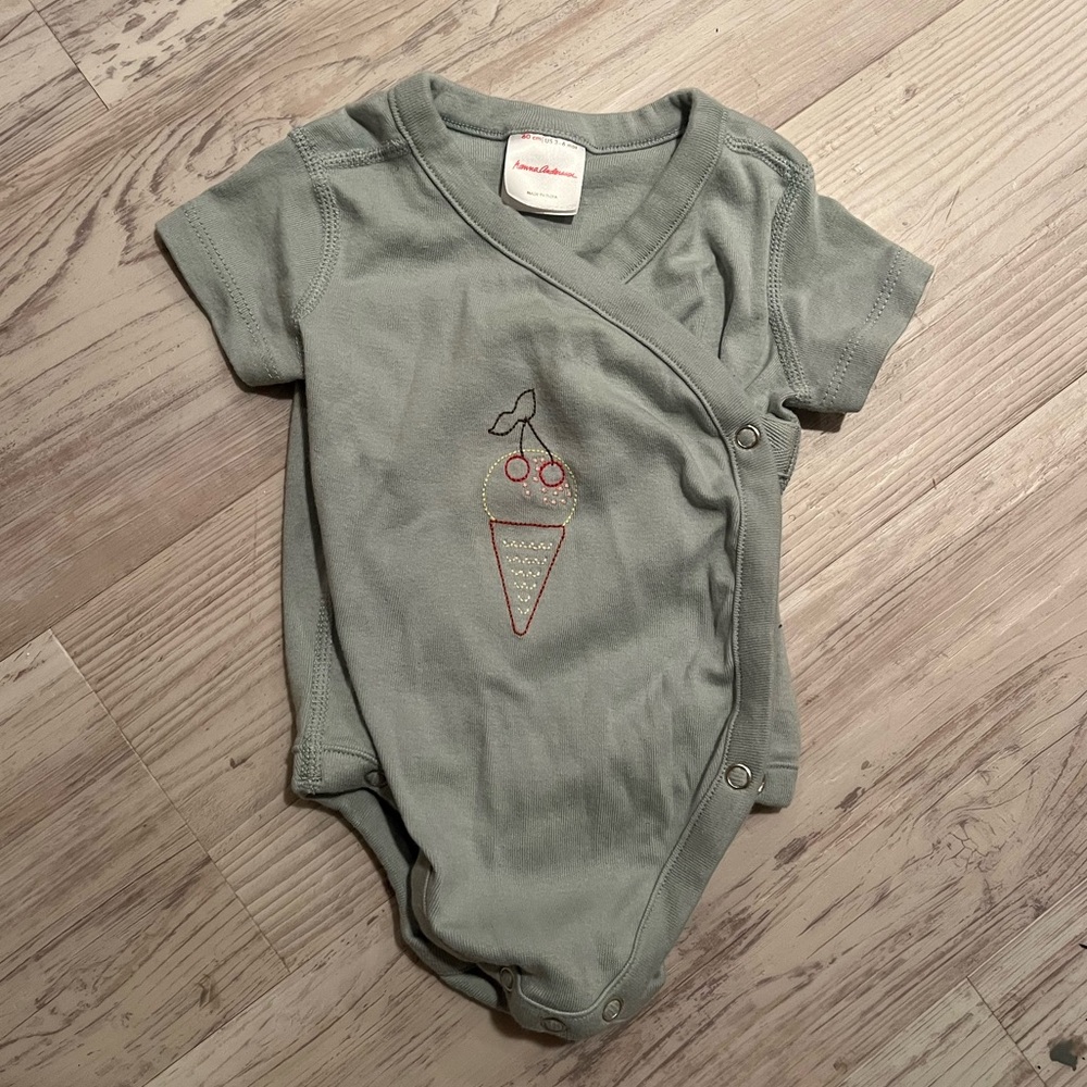 Hanna Andersson Blue Ice Cream Wrap Bodysuit Boy Girl 3-6M